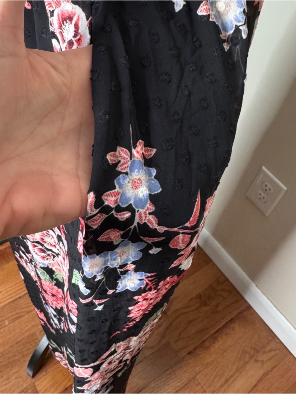 Lane Bryant Floral Sheer Button Down Midi Dress Black Pink Size 18 - Picture 7 of 8